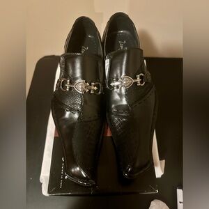 Men's Black Loafers with Silver Accents